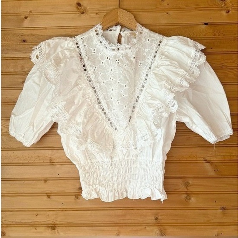 La Diosa Lace Puff Sleeve Top Large NWT Ren Faire Peasant Feminine Edwardian